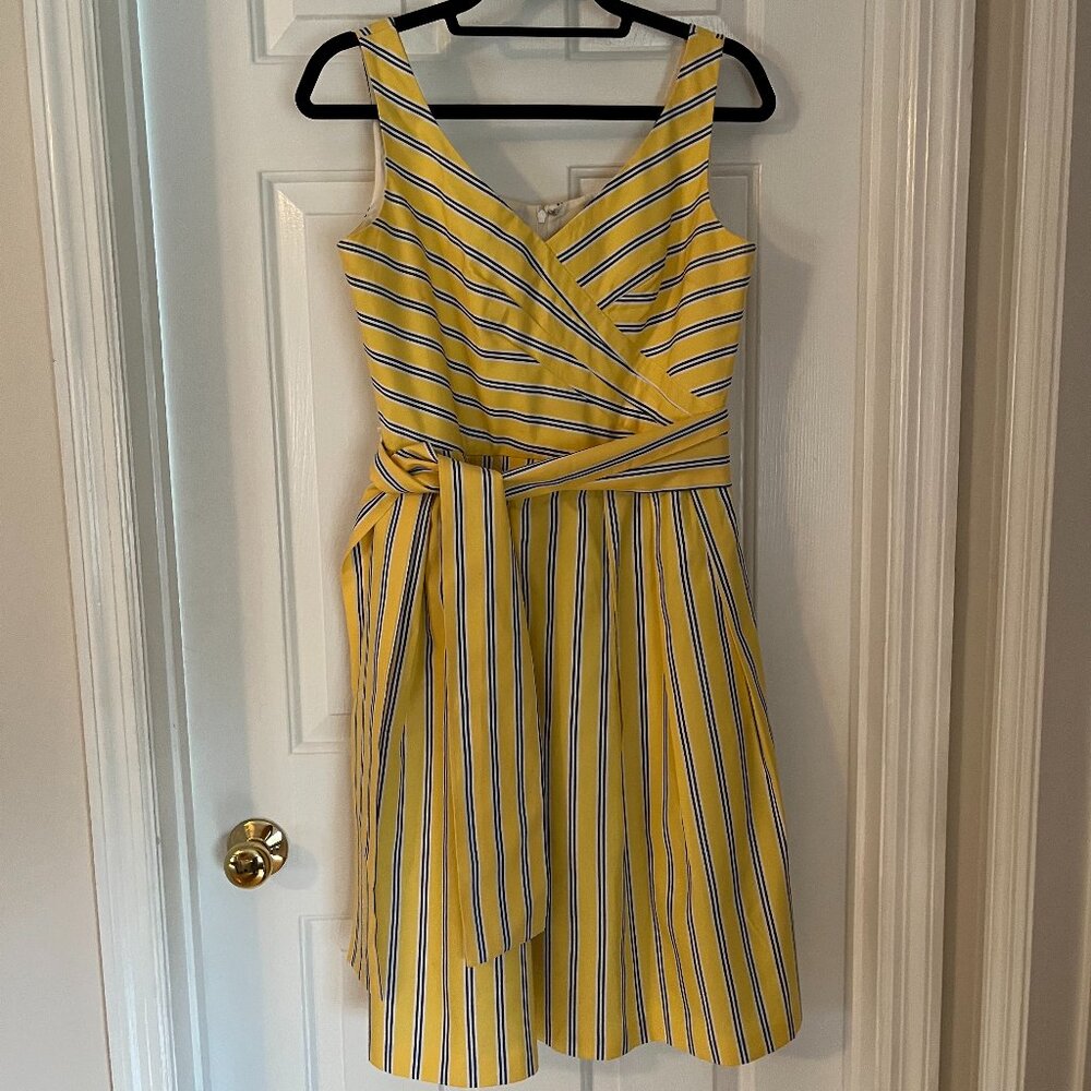 Talbots Petites: Yellow Dress with Blue Stripes